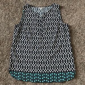 Croft & Barrow Women’s Large Sleeveless Top Blue Lattice Pattern